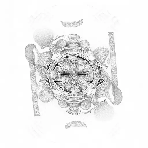 An Intricate Dotwork Design Of Playing Cards Forming The Shape Of A Father And Son