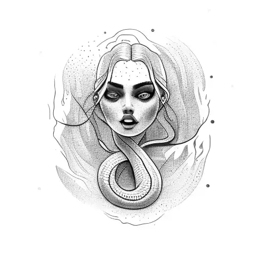 Nude Woman Snake In The Shower