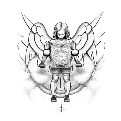 A Cloud-shaped Angel With Weights Or Dumbbells To Represent Personal Training