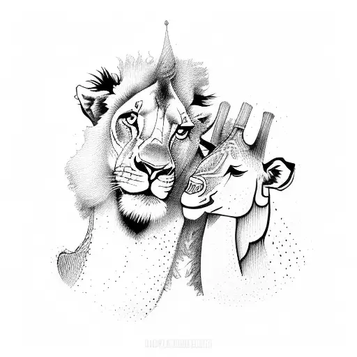 Lion And Giraffe