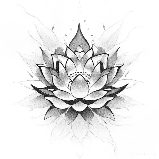 Meditating Monk And Lotus Flower