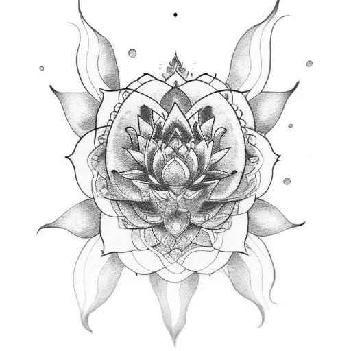 Meditating Monk And Lotus Flower