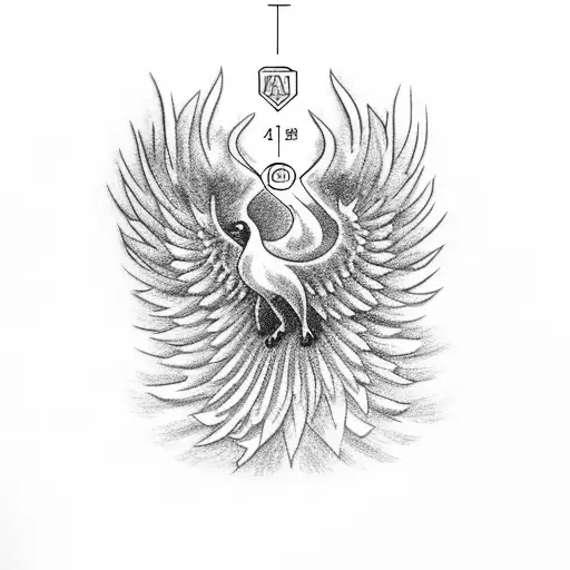 Phoenix Holdin A Birth Tag Tattoo For The Back