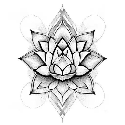Manly Lotus Flower With Geometric Pattern