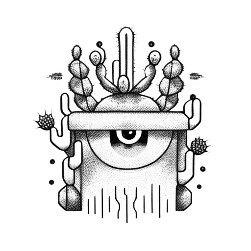 Cactus With Eyes Holding A Box