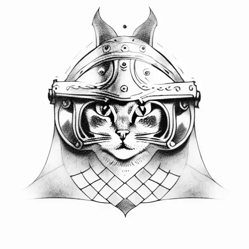 Cat With A Viking Helmet And Gear