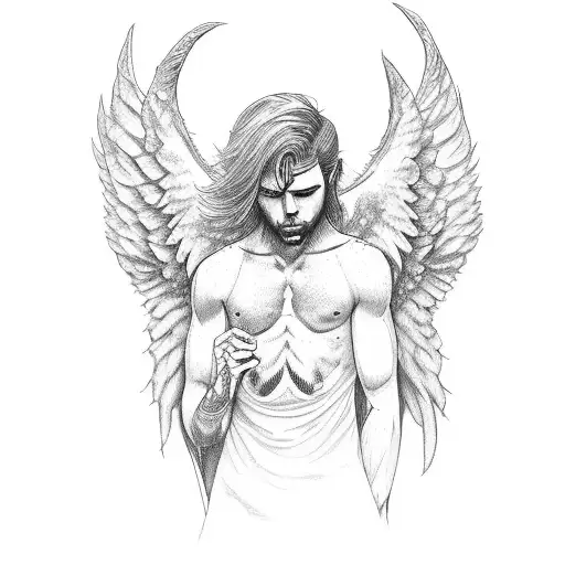 Male Angel On His Knees With Cut Off Wings