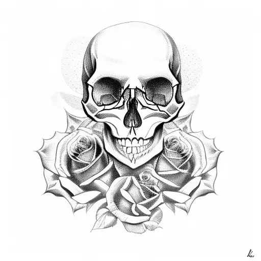 Skull Woman Roses