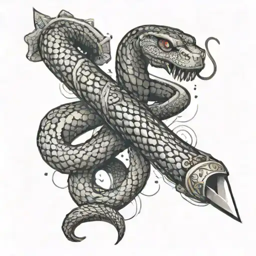 Snake Wrapped On A Sword