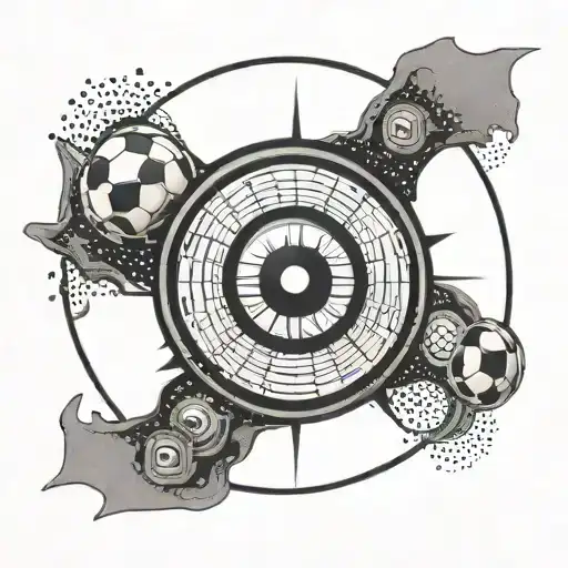 Itachi Uchiha's Sharingan Eye With A Soccer Ball In The Background