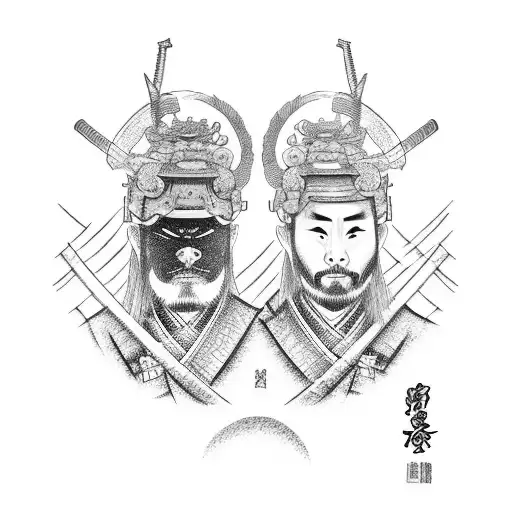 Two Samurai Watching The Sunset