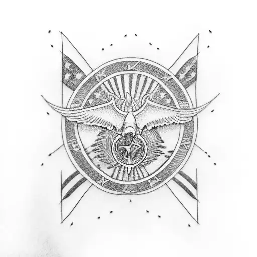 An Intricately Designed American Flag With An Airplane Silhouette