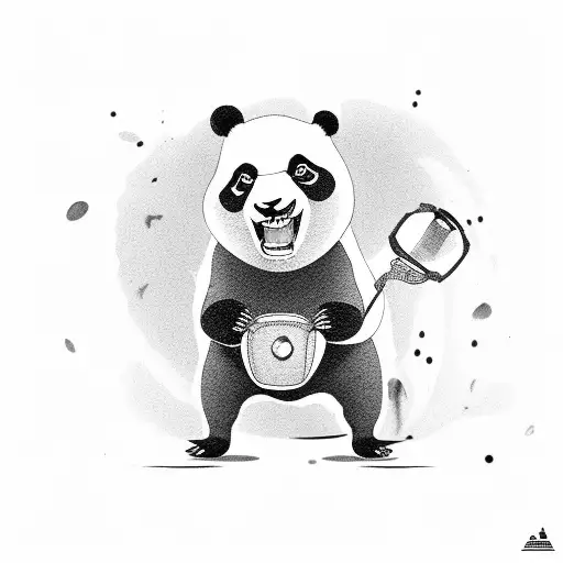 A Panda Dentist Extracting A Tooth With A Knife