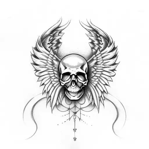 Angel Wings With Skull