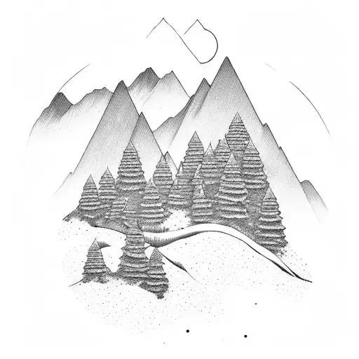 A Serene Mountain Landscape With A Winding Hiking Trail