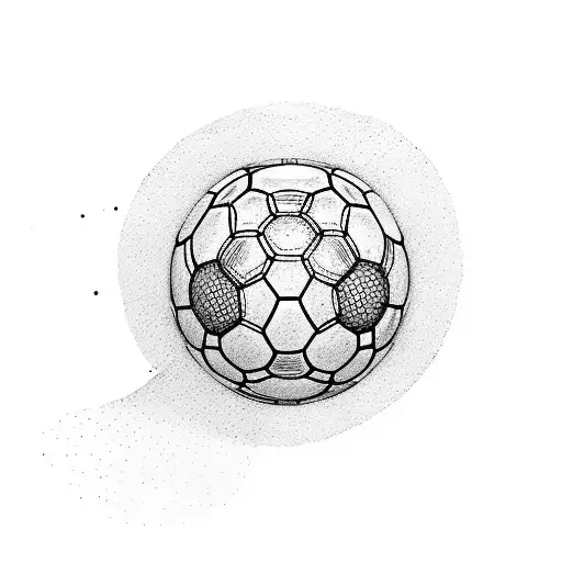 Craft A Tattoo Depicting A Soccer Ball Merging With A Tranquil Mountain Landscape