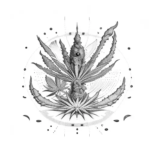 Alien Spaceship Abducting A Cannabis Plant