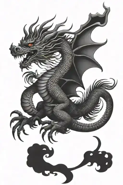 Red Chinese Dragon Flying