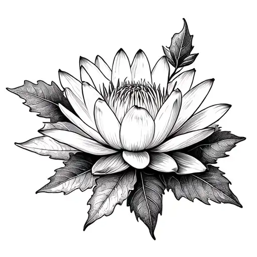 Water Lily And Holly Flowers