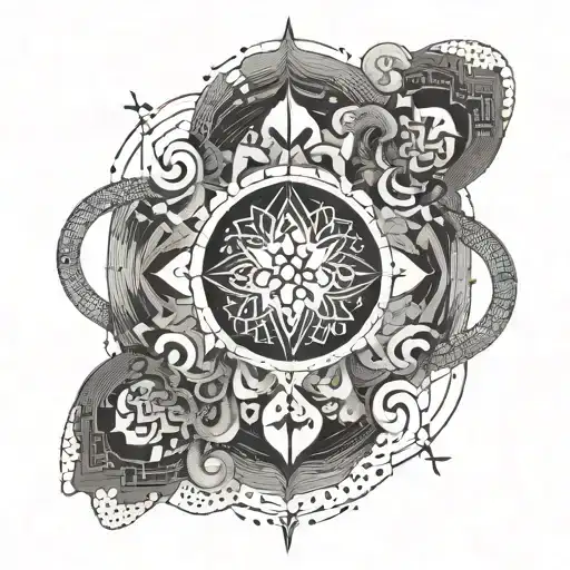 An Abstract Design Incorporating Psychology Symbols And Quotes