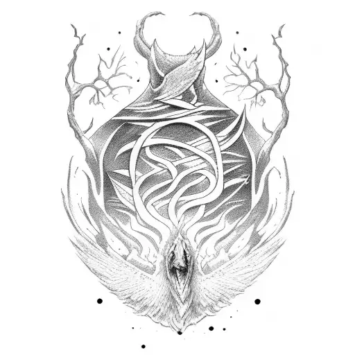 Yggdrasil And Flying Ravens