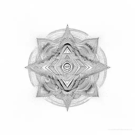 Abstract Geometric Design Incorporating The Mahamrityunjay Mantra