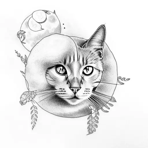 A Black Cat And Moon