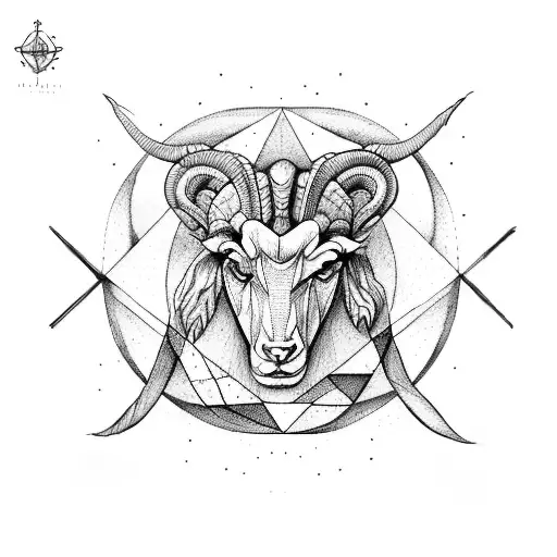 Aries And Leo Zodiac Symbols Intertwined With Geometric Figures