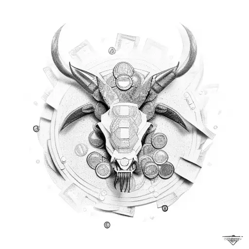 A Mechanical Cervidae Surrounded By Stacks Of Money