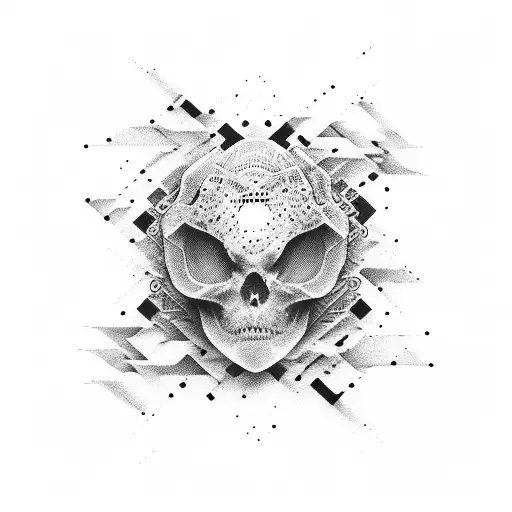 Faded Rectangle With Abstact Black Waves Crossing