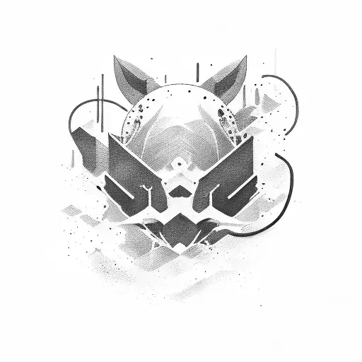 One Simple Faded Rectangle With Abstact Black Waves Crossing