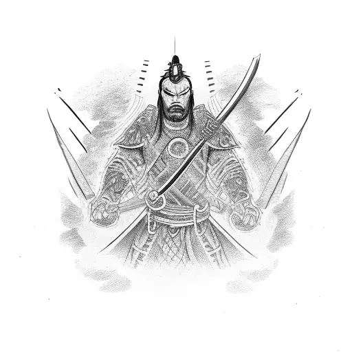 Katana Sword With Tribals Around