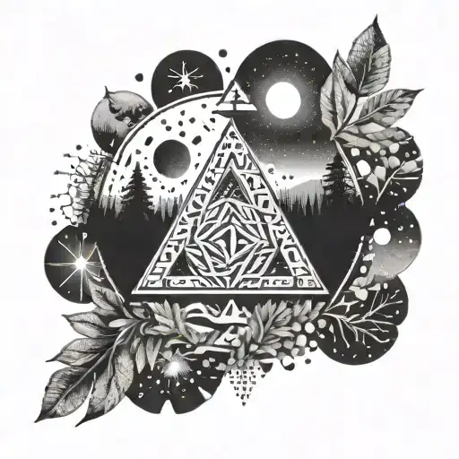 A Geometric Design Incorporating Elements Of Nature And Native American Symbols