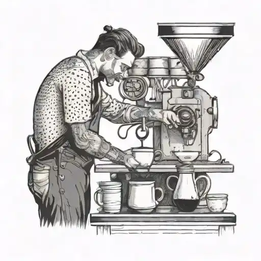 A Barista Brewing Coffee In A Surreal Art Studio Setting