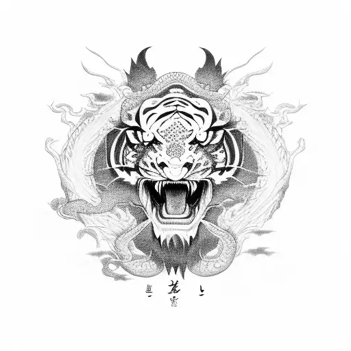 Asian Dragon And Tiger