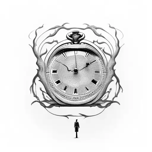 In The Center Is A Vision Of Hell And Underneath The Pocket Watch Is A Semicolon