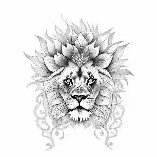 Lion With Sunflowers