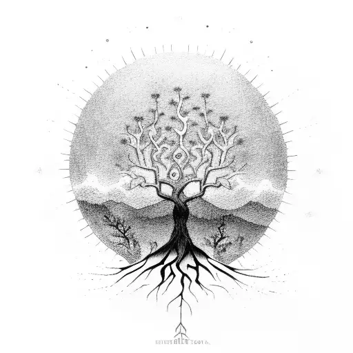 Tree Of Life With Branches For Names And Roots