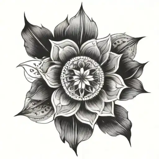 Tattoo Sketch With A Black Center On The Forearm