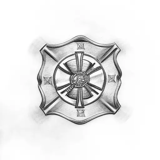 Firefighter Maltese Cross With A Thin Red Line Flag