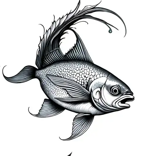 Tattoo Combining Astrological Fish And Aquarius