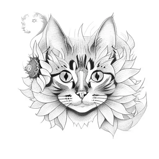 Cat With Sunflower