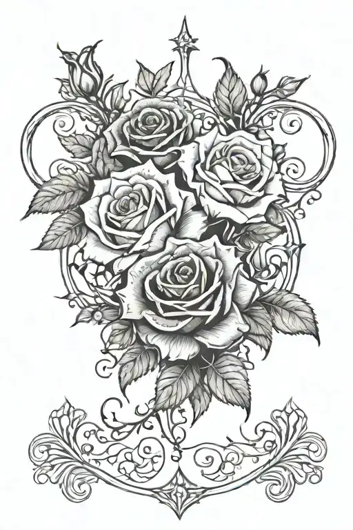 2006 In Caligraphy Style Surrounded By Dark Roses