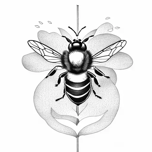 Bee And Weasel In A Flower Patch