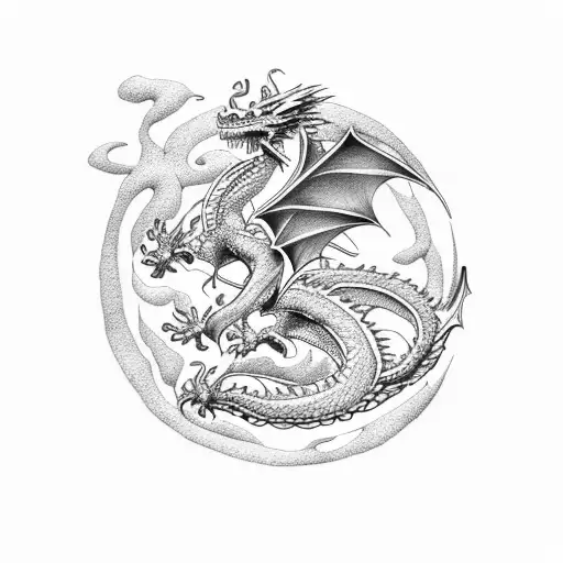 Dragon Flying Over Water