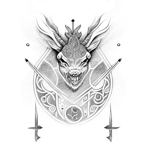 Nordic Mythical Animal With Runes Around It
