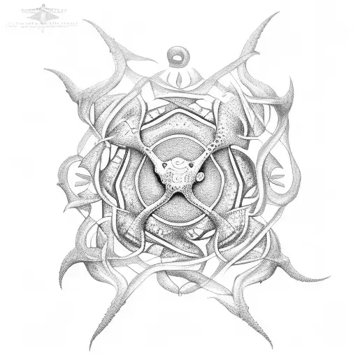 A Dark Religious Symbol Intertwined With Sea Creatures