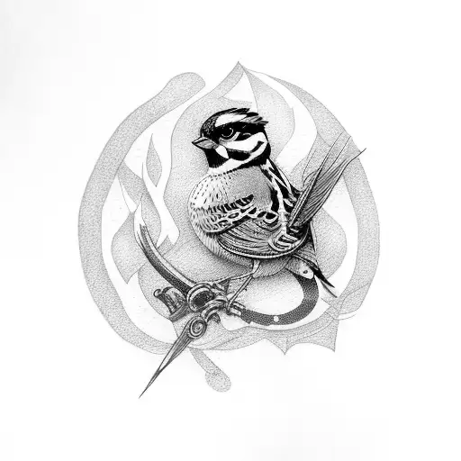 Sparrow With Fire Snake