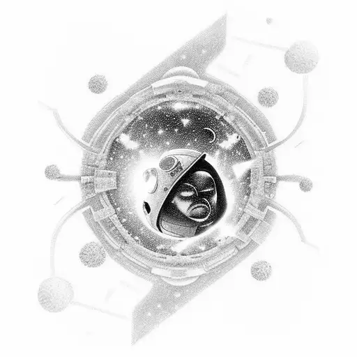 Astronaut In Cosmos And Somthing Related Whitch Football And Fractals For A Arm