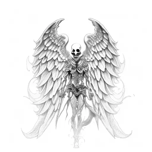 Grim Reaper With One Angel Wing And One Demon Wing Holding A Orb